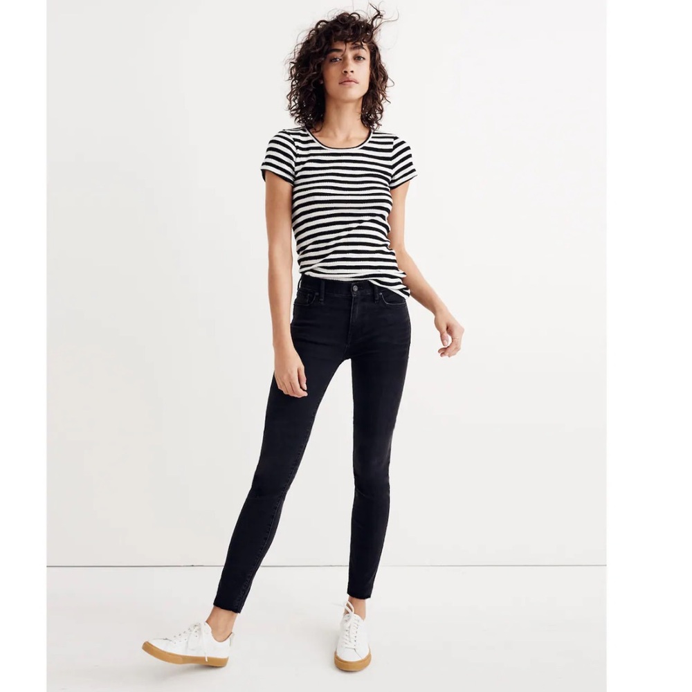 madewell 9" high rise black skinny jeans